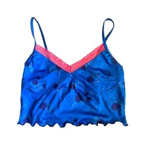 3 for $20 💗 / Blue Floral Lace Trim Cami Top